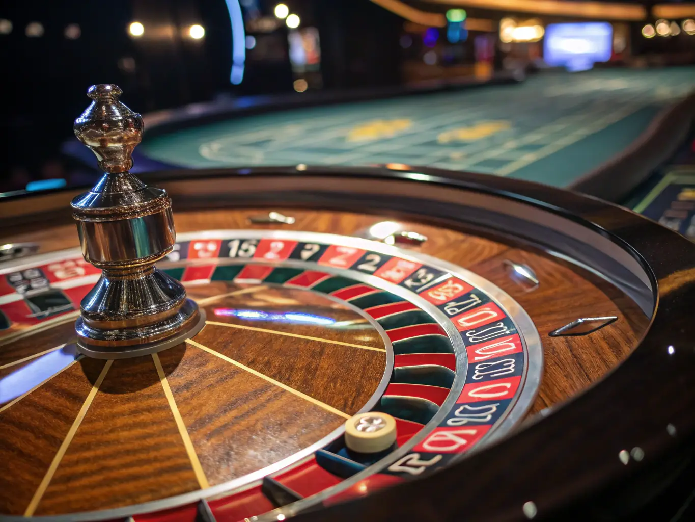 An image depicting a roulette wheel spinning with chips placed on the table, highlighting the excitement and strategy involved in roulette.